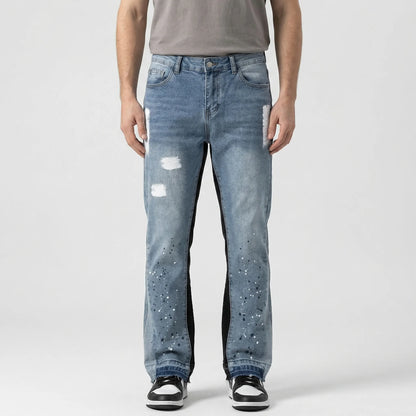Splashcut - Washed Loose Straight Micro-Flared Jeans  Everyday Street Style