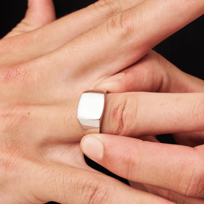 Square Signet Ring | Gold or Silver | Men | 316L Stainless Steel | Polished Face | Steven & Levon