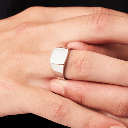 Square Signet Ring | Gold or Silver | Men | 316L Stainless Steel | Polished Face | Steven & Levon
