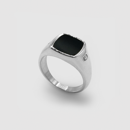 Onyx Signet Ring | Gold or Silver | Men | Stainless Steel | Black Onyx Gemstone | Steven & Levon