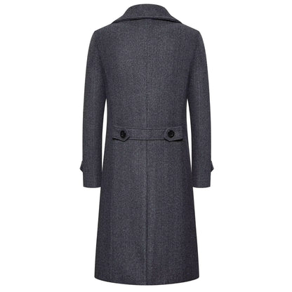 Wool Blend Trench Coat | Men Peacoat | Slim Fit Double Breasted Turn-Down Collar | Steven & Levon