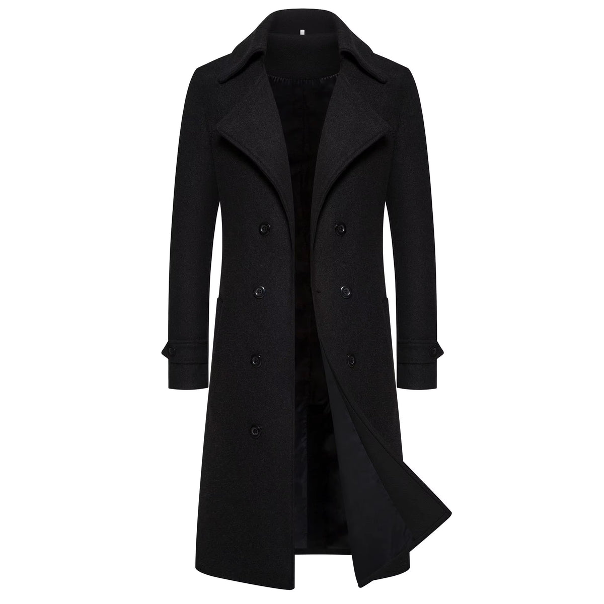 Wool Blend Trench Coat | Men Peacoat | Slim Fit Double Breasted Turn-Down Collar | Steven & Levon