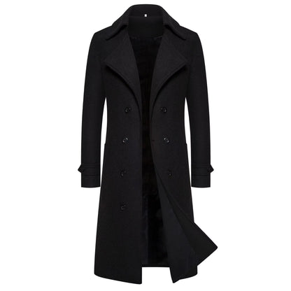 Wool Blend Trench Coat | Men Peacoat | Slim Fit Double Breasted Turn-Down Collar | Steven & Levon