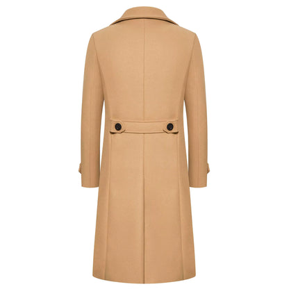 Wool Blend Trench Coat | Men Peacoat | Slim Fit Double Breasted Turn-Down Collar | Steven & Levon