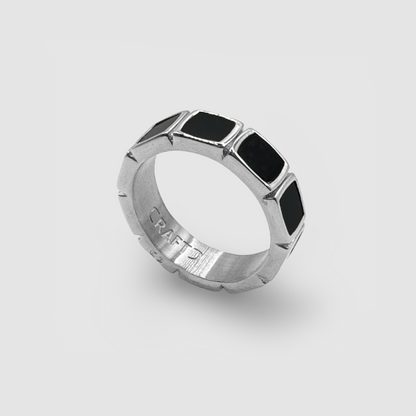 Stone Band Ring | Gold or Silver | Unisex | Stainless Steel | Natural Stone | Classic Style | Steven & Levon