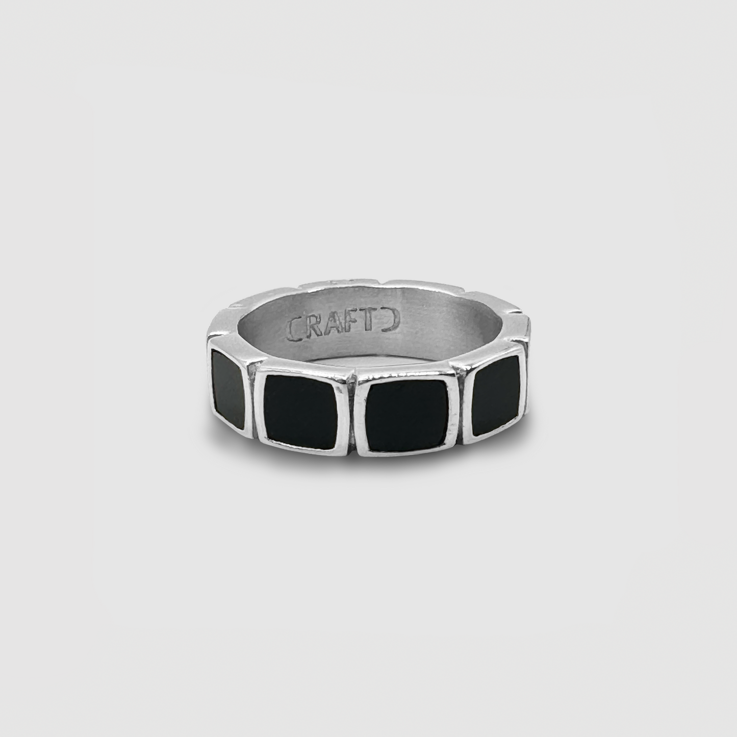 Stone Band Ring | Gold or Silver | Unisex | Stainless Steel | Natural Stone | Classic Style | Steven & Levon