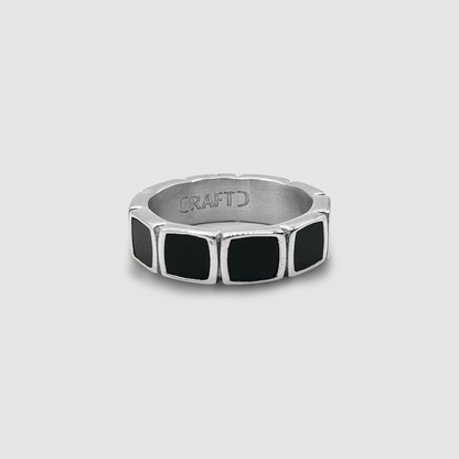 Stone Band Ring | Gold or Silver | Unisex | Stainless Steel | Natural Stone | Classic Style | Steven & Levon