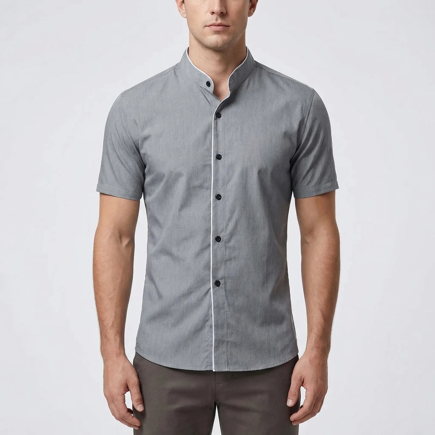 Strativo - Solid Colour Short Sleeve Casual Shirt  Everyday Casual Wear