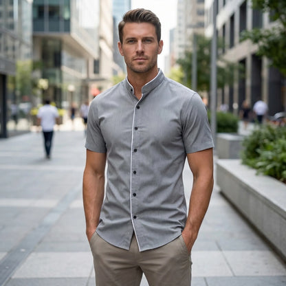 Strativo - Solid Colour Short Sleeve Casual Shirt  Everyday Casual Wear