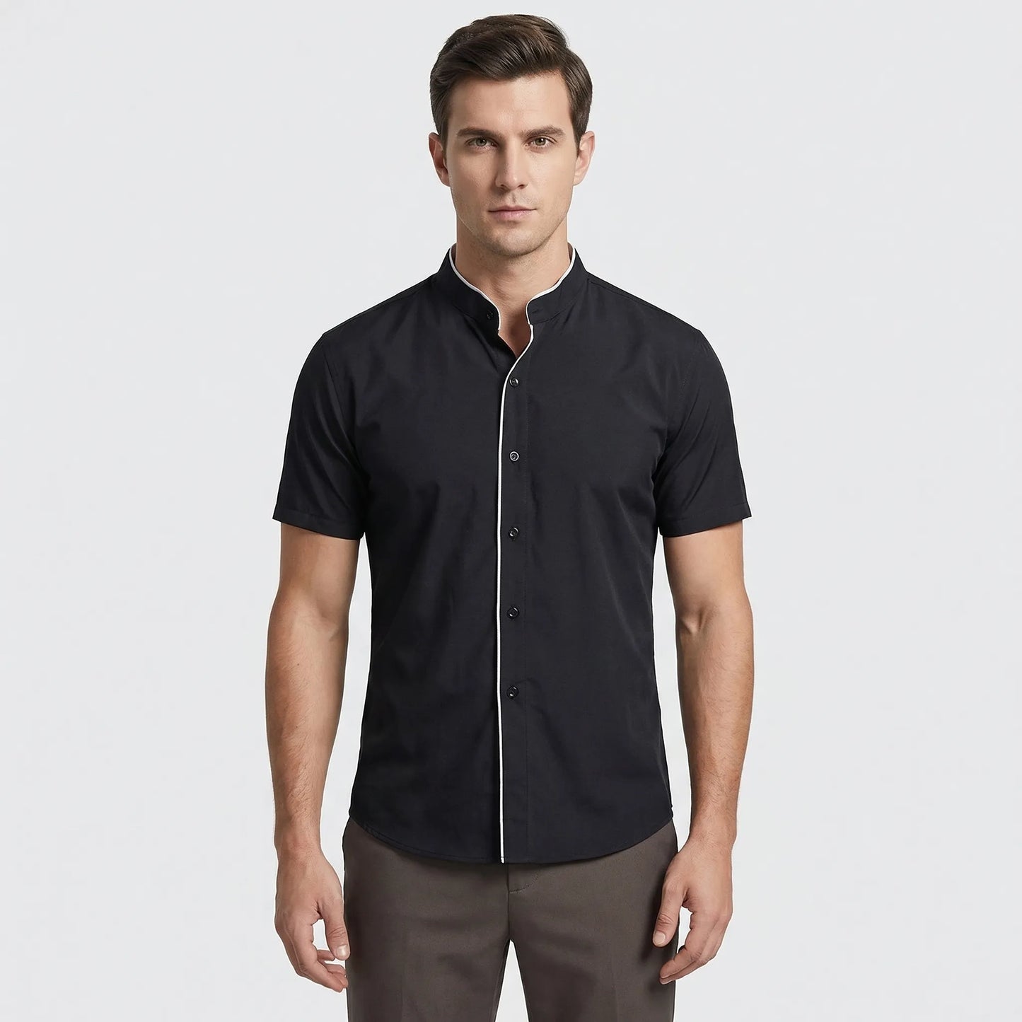 Strativo - Solid Colour Short Sleeve Casual Shirt  Everyday Casual Wear