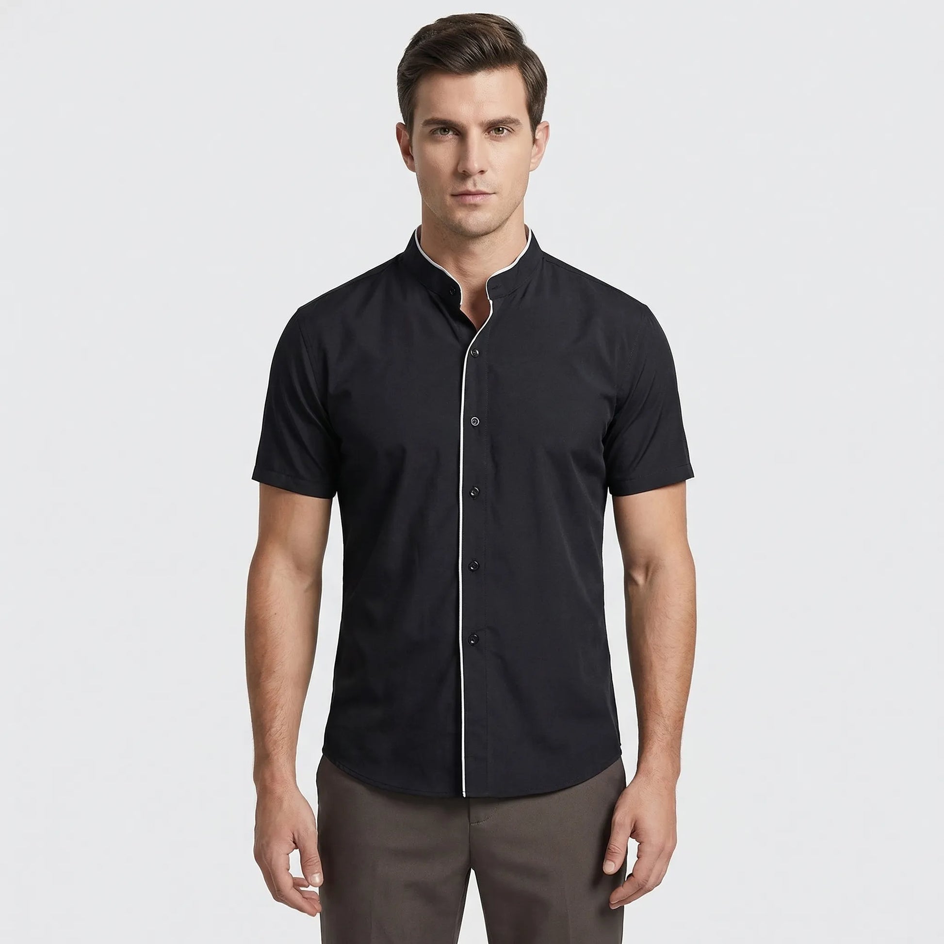 Strativo - Solid Colour Short Sleeve Casual Shirt  Everyday Casual Wear