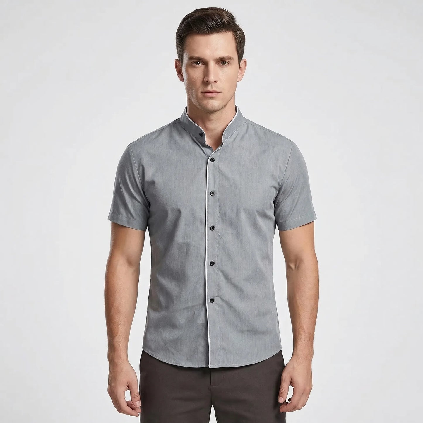 Strativo - Solid Colour Short Sleeve Casual Shirt  Everyday Casual Wear