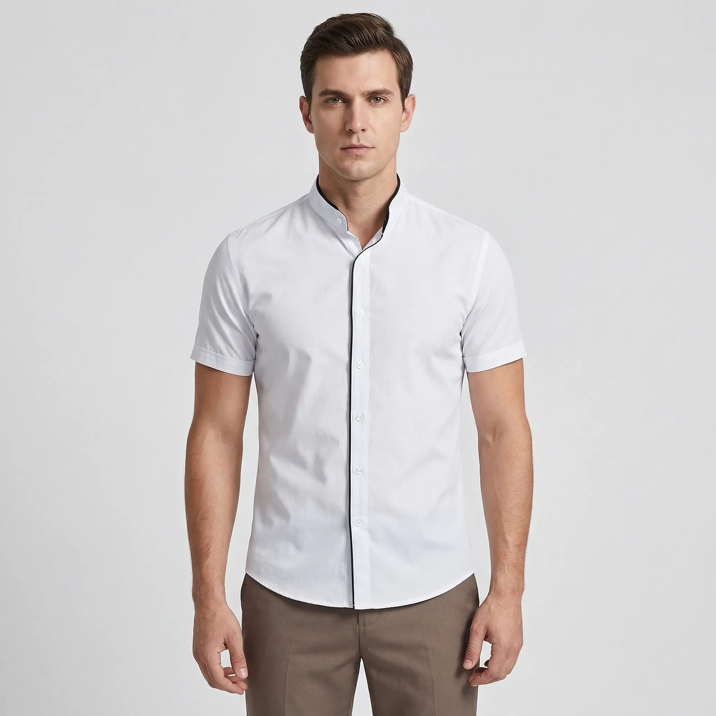 Strativo - Solid Colour Short Sleeve Casual Shirt  Everyday Casual Wear