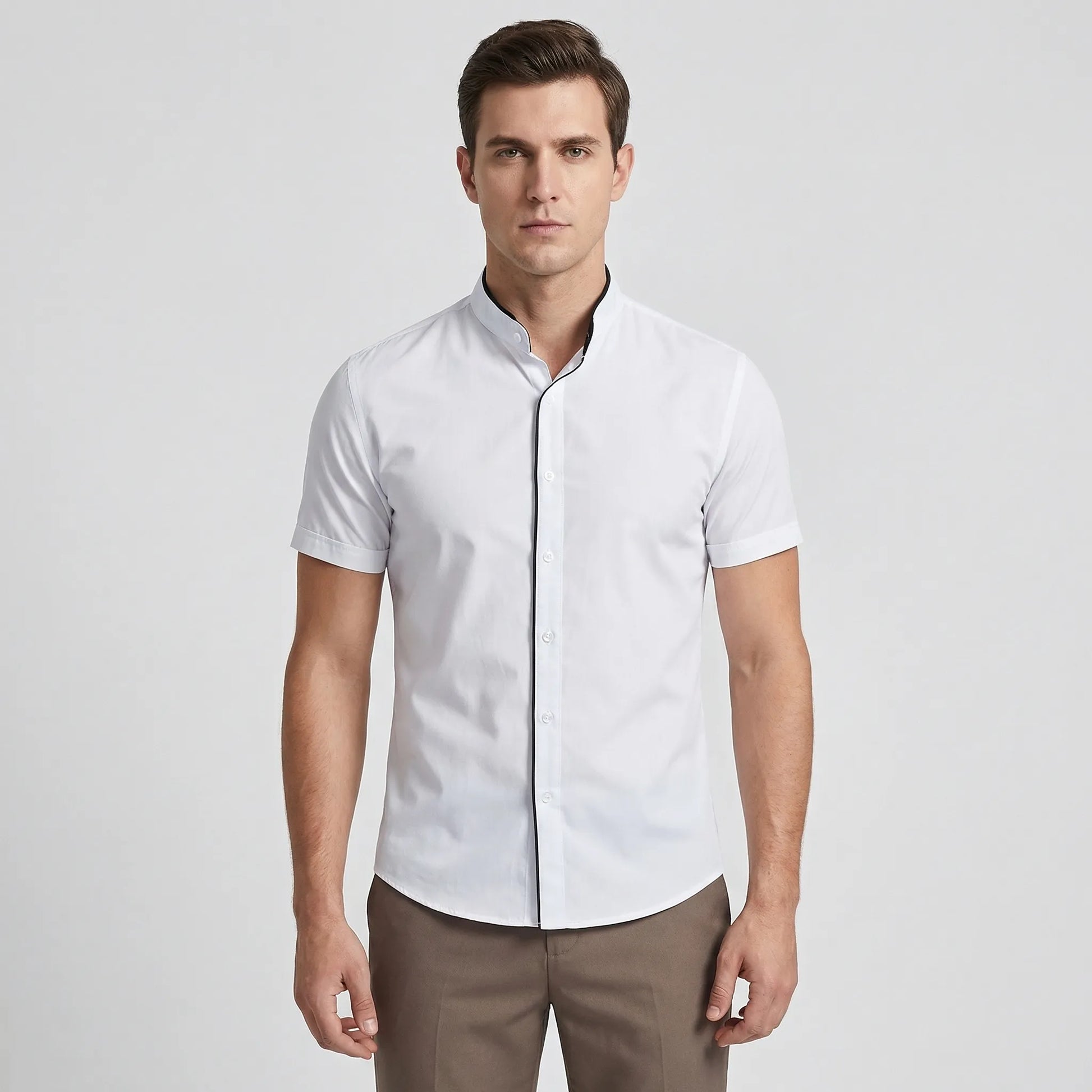 Strativo - Solid Colour Short Sleeve Casual Shirt  Everyday Casual Wear