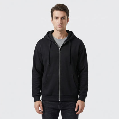 Straxon - Loose Fit Zip-Up Hooded Sweatshirt  Everyday Casual Wear