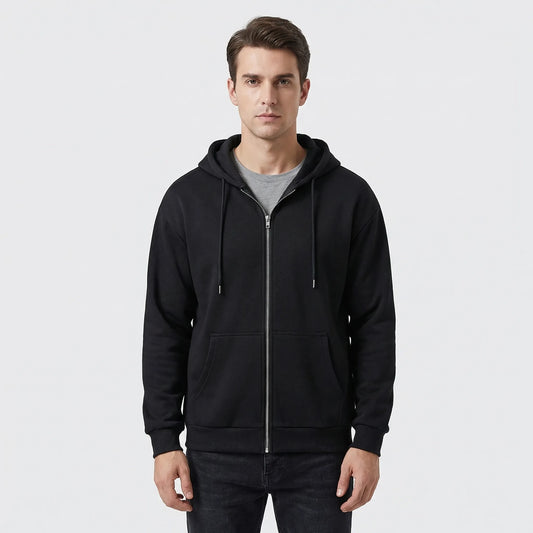 Straxon - Loose Fit Zip-Up Hooded Sweatshirt  Everyday Casual Wear