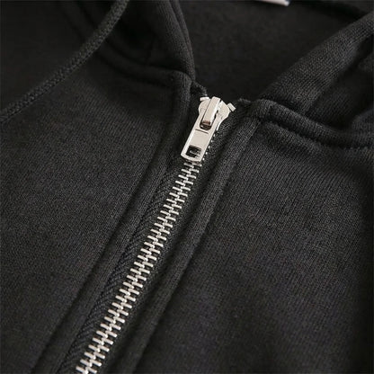 Straxon - Loose Fit Zip-Up Hooded Sweatshirt  Everyday Casual Wear