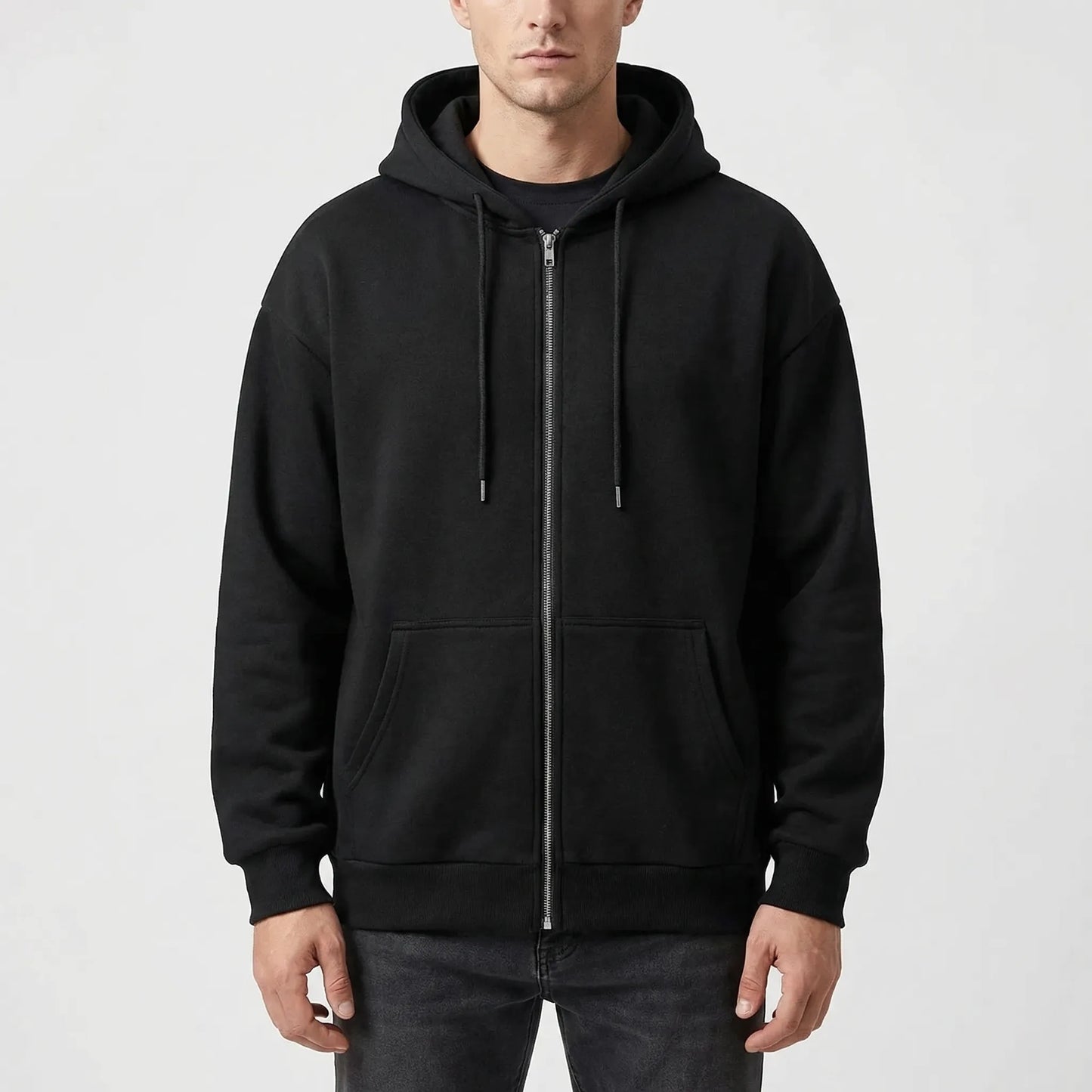 Straxon - Loose Fit Zip-Up Hooded Sweatshirt  Everyday Casual Wear