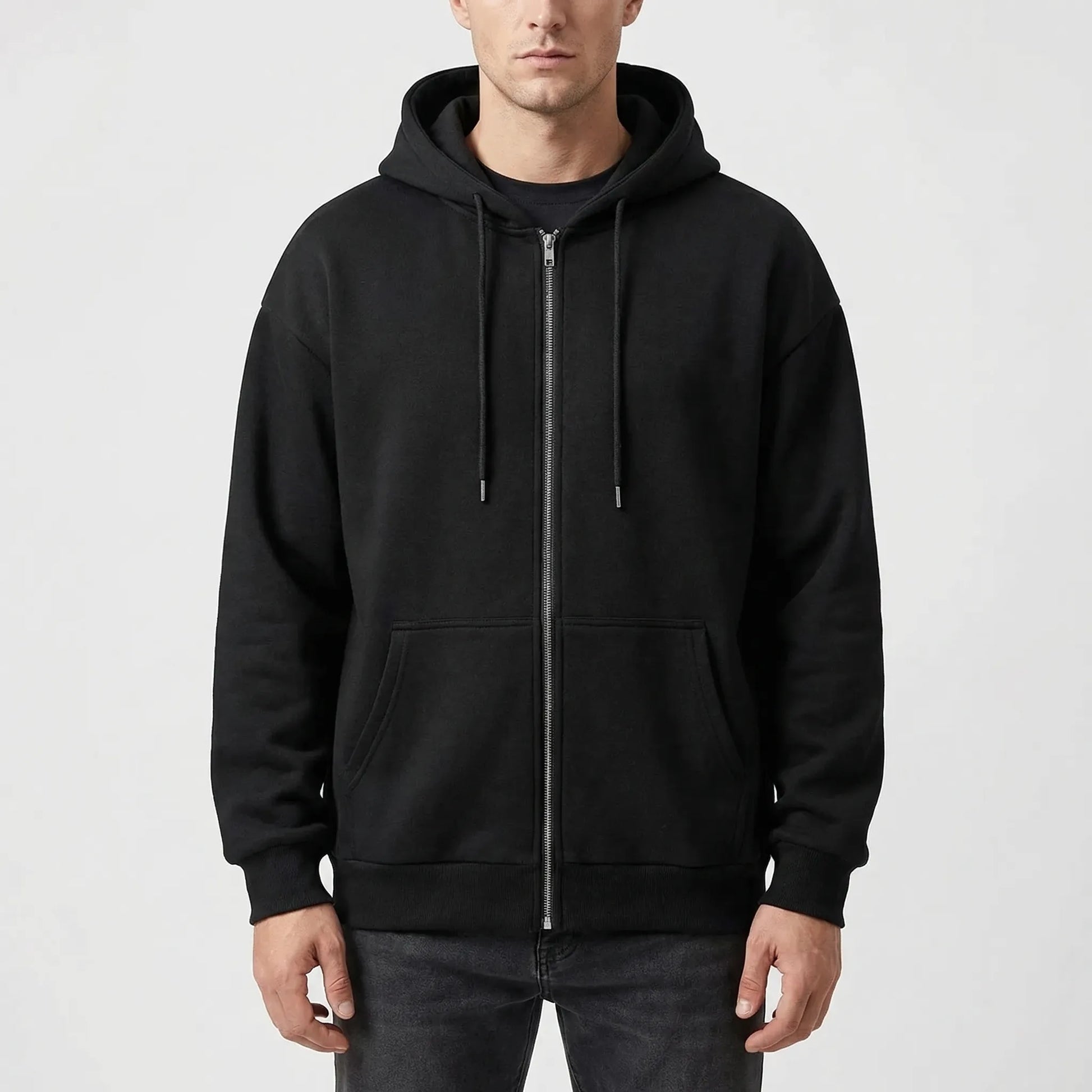 Straxon - Loose Fit Zip-Up Hooded Sweatshirt  Everyday Casual Wear