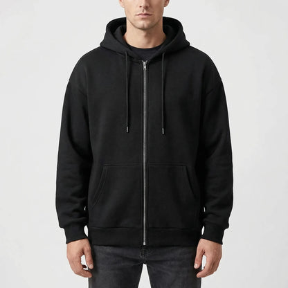 Straxon - Loose Fit Zip-Up Hooded Sweatshirt  Everyday Casual Wear