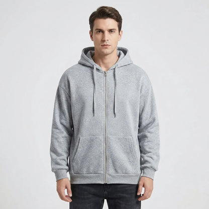 Straxon - Loose Fit Zip-Up Hooded Sweatshirt  Everyday Casual Wear