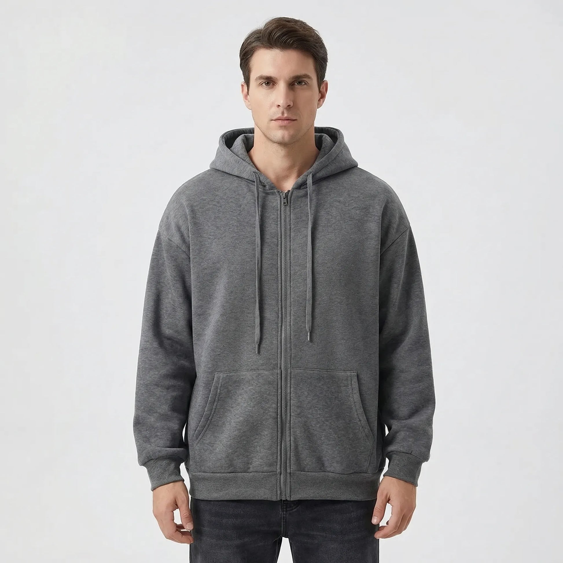 Straxon - Loose Fit Zip-Up Hooded Sweatshirt  Everyday Casual Wear