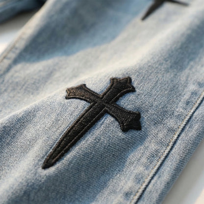 Stredge - Baggy Wide-Leg Cargo Denim Trousers  Casual Everyday Wear