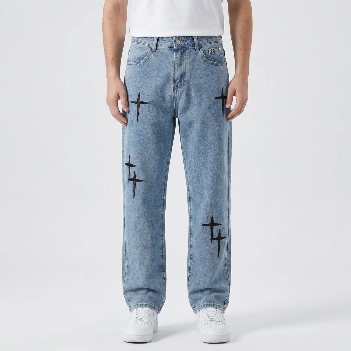 Stredge - Baggy Wide-Leg Cargo Denim Trousers  Casual Everyday Wear