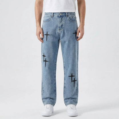 Stredge - Baggy Wide-Leg Cargo Denim Trousers  Casual Everyday Wear