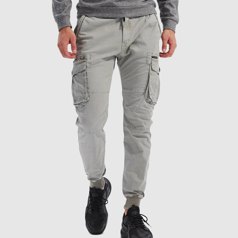 Men’s Drawstring Cargo Joggers | Cuffed Utility Trousers | Relaxed Fit Cotton Blend | Casual Streetwear | Steven & Levon