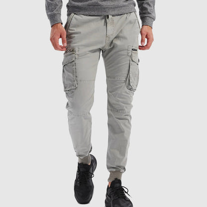 Men’s Drawstring Cargo Joggers | Cuffed Utility Trousers | Relaxed Fit Cotton Blend | Casual Streetwear | Steven & Levon