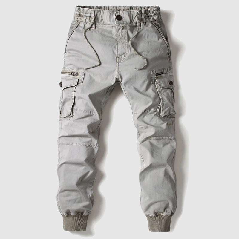 Men’s Drawstring Cargo Joggers | Cuffed Utility Trousers | Relaxed Fit Cotton Blend | Casual Streetwear | Steven & Levon