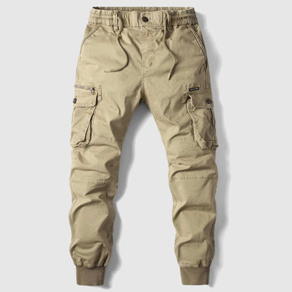 Men’s Drawstring Cargo Joggers | Cuffed Utility Trousers | Relaxed Fit Cotton Blend | Casual Streetwear | Steven & Levon