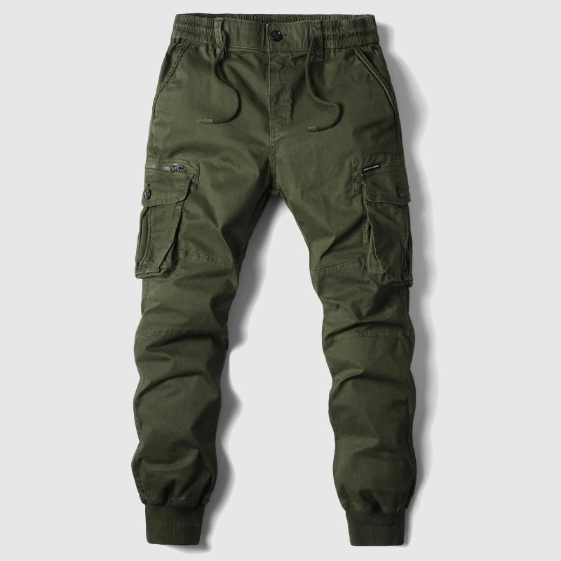 Men’s Drawstring Cargo Joggers | Cuffed Utility Trousers | Relaxed Fit Cotton Blend | Casual Streetwear | Steven & Levon