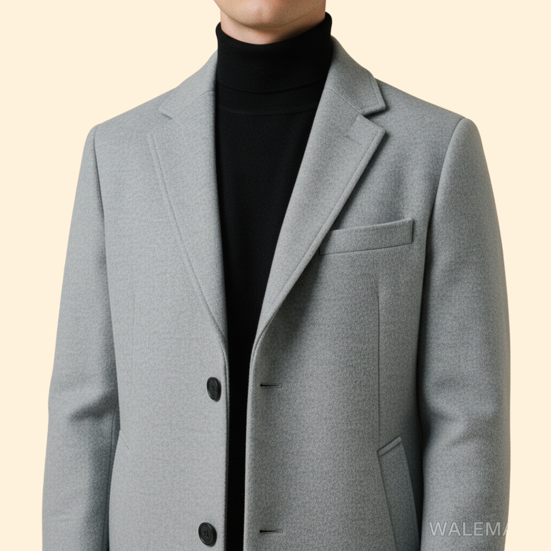 Men's Tailored Long Coat | Classic Fit | Smart Formal Overcoat | Steven & Levon