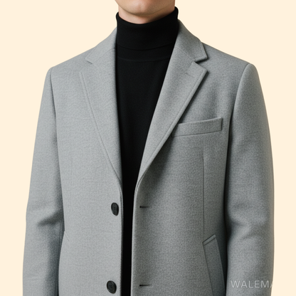 Men's Tailored Long Coat | Classic Fit | Smart Formal Overcoat | Steven & Levon
