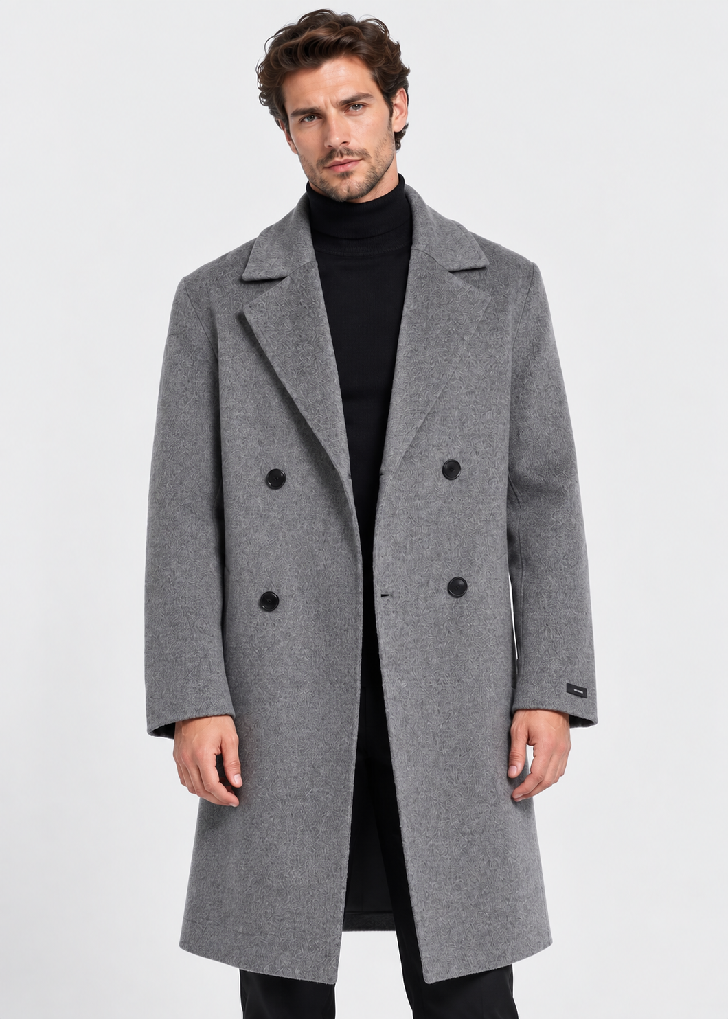 Double-Sided Wool Blend Long Coat | Men Peacoat | Thick Classic Business Casual Fit | Steven & Levon