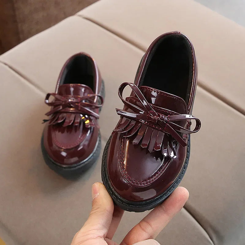Girls Patent Leather Loafers | Tassel School Dress Shoes | Slip-On Party Shoes | Steven & Levon