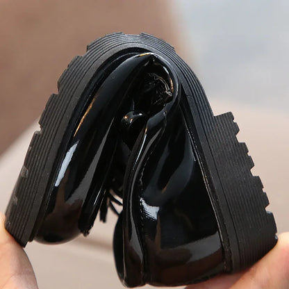 Girls Patent Leather Loafers | Tassel School Dress Shoes | Slip-On Party Shoes | Steven & Levon