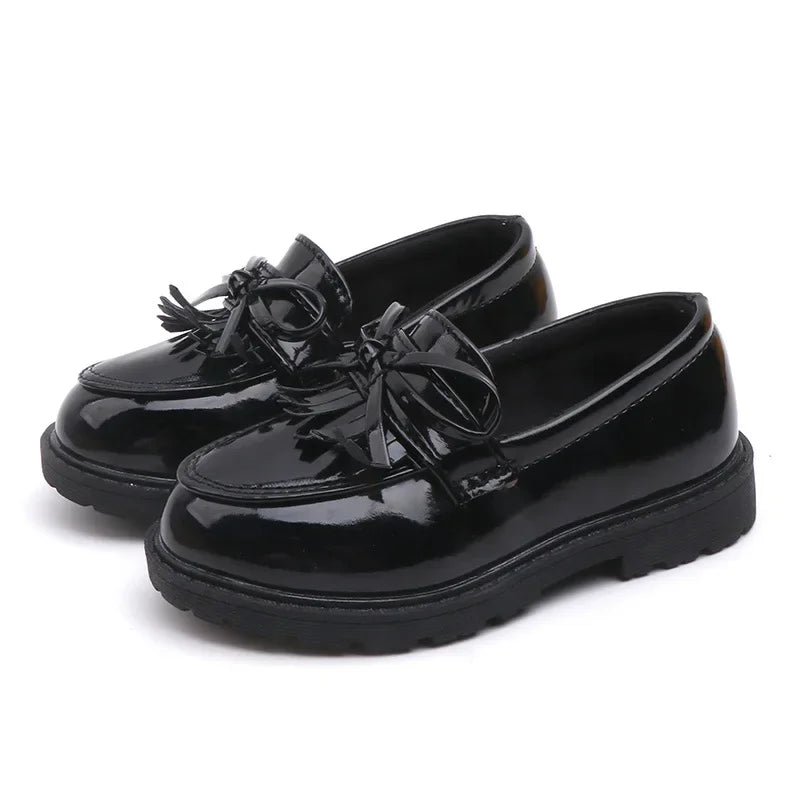 Girls Patent Leather Loafers | Tassel School Dress Shoes | Slip-On Party Shoes | Steven & Levon