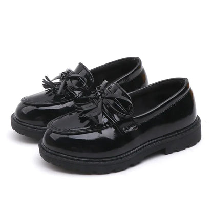 Girls Patent Leather Loafers | Tassel School Dress Shoes | Slip-On Party Shoes | Steven & Levon