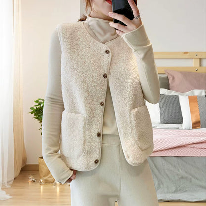 Women's Teddy Fleece Vest | Warm Polyester | Sleeveless Pockets | Steven & Levon