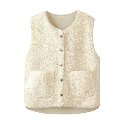 Women's Teddy Fleece Vest | Warm Polyester | Sleeveless Pockets | Steven & Levon