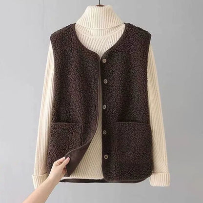 Women's Teddy Fleece Vest | Warm Polyester | Sleeveless Pockets | Steven & Levon
