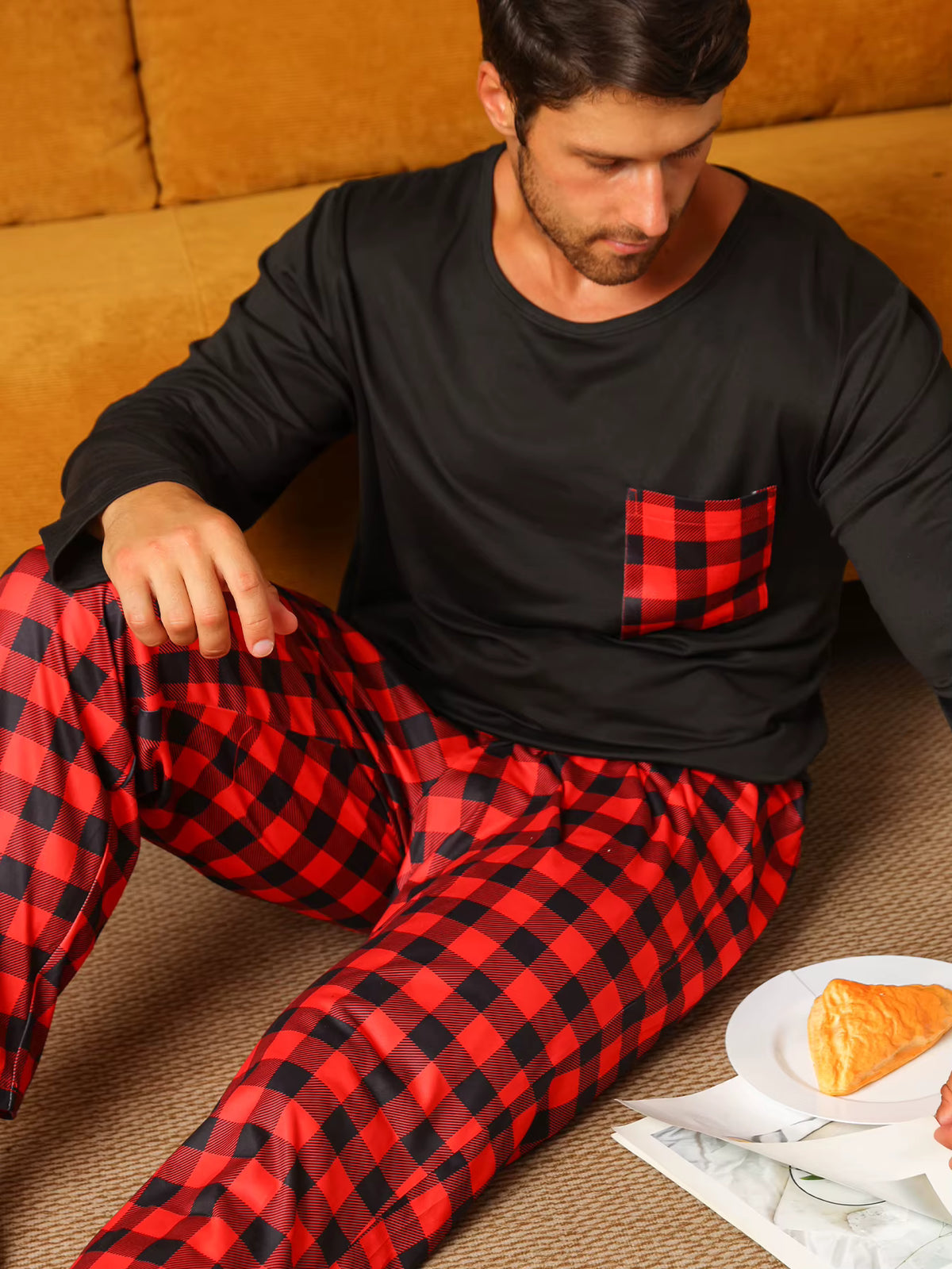 Checkered Sleepwear | Men's Pajama | Cotton Blend | Long Sleeve | Relaxed Fit | Steven & Levon