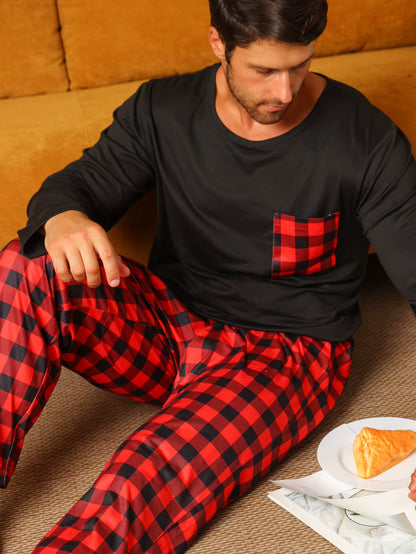 Checkered Sleepwear | Men's Pajama | Cotton Blend | Long Sleeve | Relaxed Fit | Steven & Levon