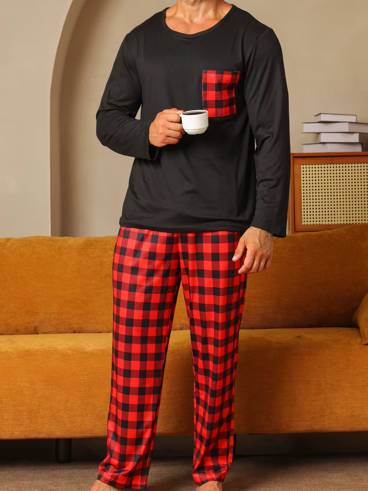 Checkered Sleepwear | Men's Pajama | Cotton Blend | Long Sleeve | Relaxed Fit | Steven & Levon