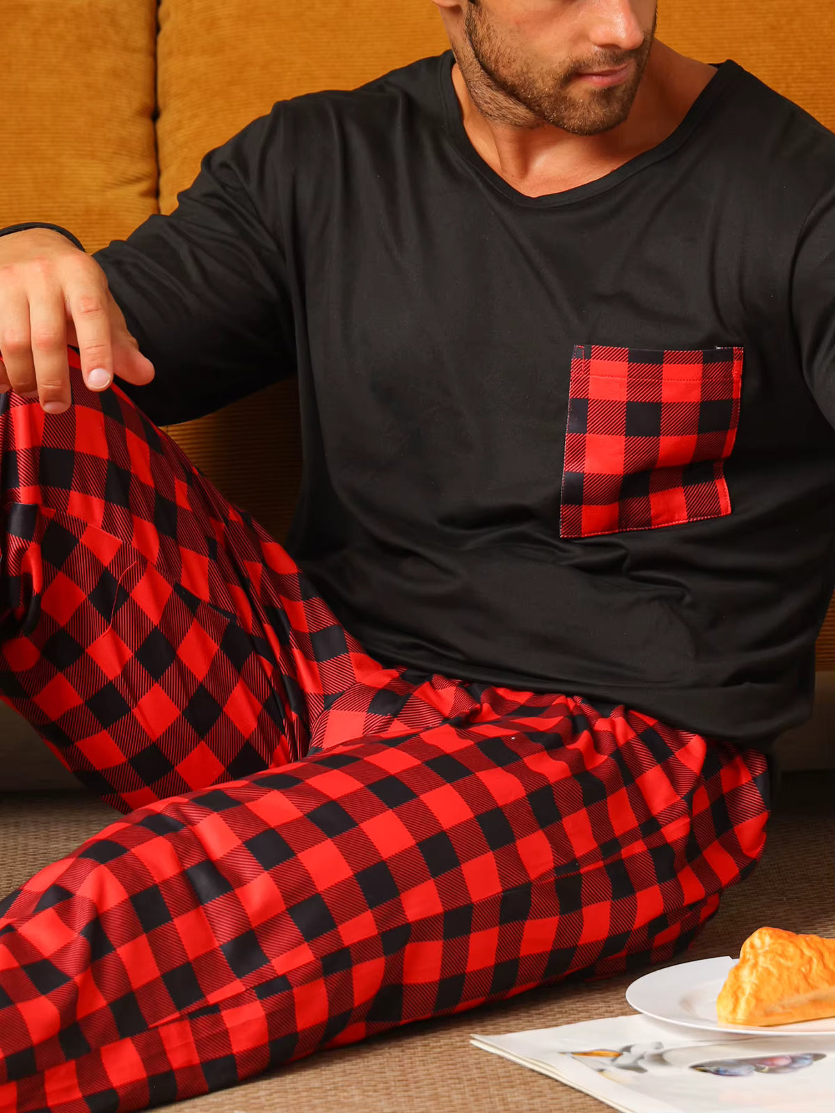 Checkered Sleepwear | Men's Pajama | Cotton Blend | Long Sleeve | Relaxed Fit | Steven & Levon