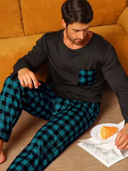 Checkered Sleepwear | Men's Pajama | Cotton Blend | Long Sleeve | Relaxed Fit | Steven & Levon