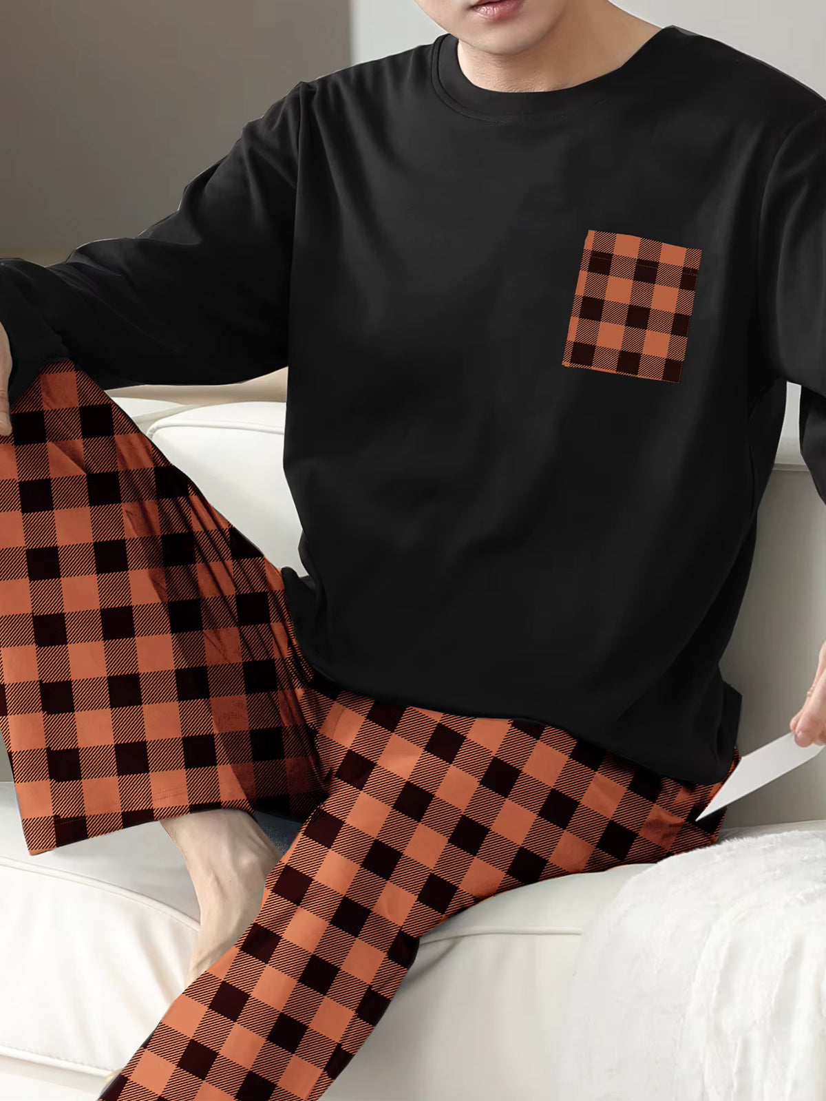 Checkered Sleepwear | Men's Pajama | Cotton Blend | Long Sleeve | Relaxed Fit | Steven & Levon